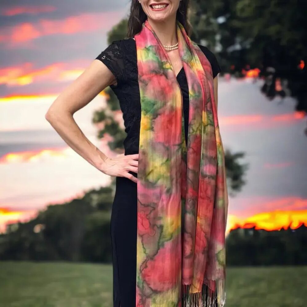 Hand Painted Model Silk Scarf (VS1022A6)